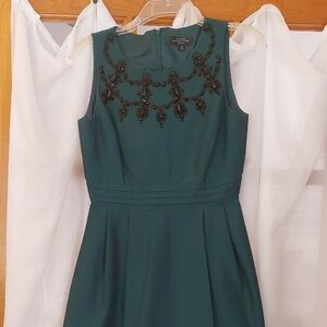 Tahari ASL Green Fit and Flare Midi Dress
